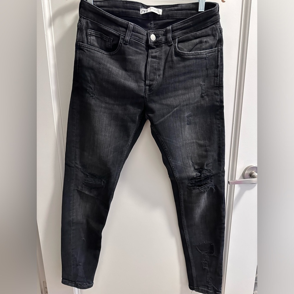 Zara faded black ripped jeans